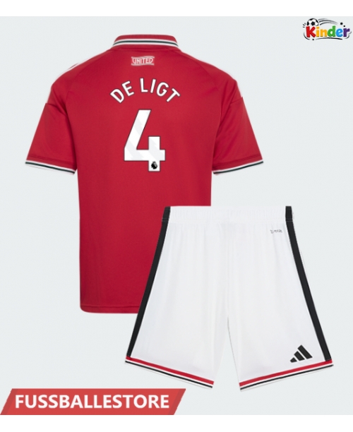 Günstige Manchester United Matthijs de Ligt #4 Heimtrikotsatz Kinder 2026-27 Kurzarm (+ Kurze Hosen)